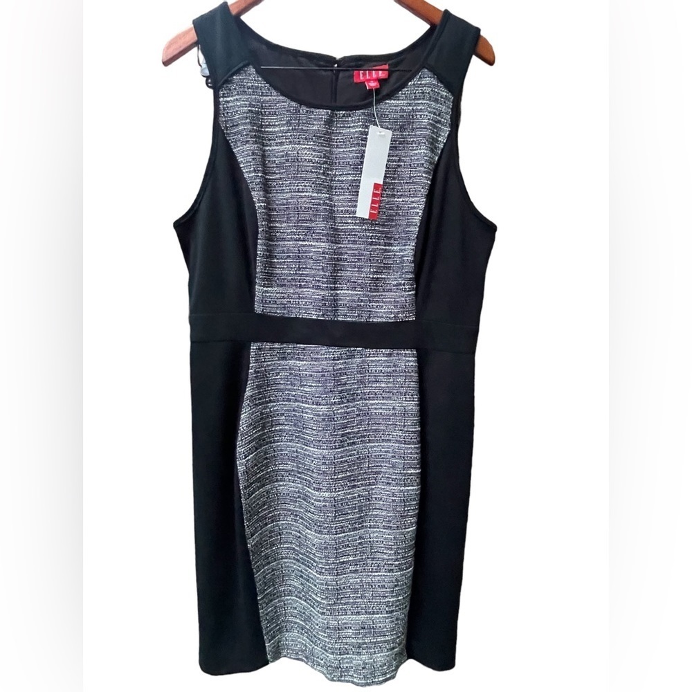 🔥🖤NWT ELLE black & white dress size 16 with shaping silhouette. Flattering!